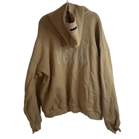 Fear of God Mens Hoodie Size XL Tan Fleece Pockets Pullover Pure Cotton USA - Picture 2 of 10